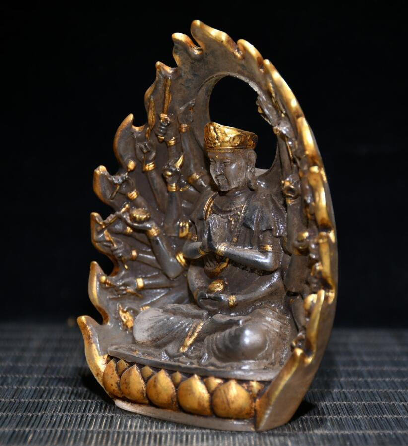 Archaize Coloured glaze thousand hand Guanyin Buddha crafts statue