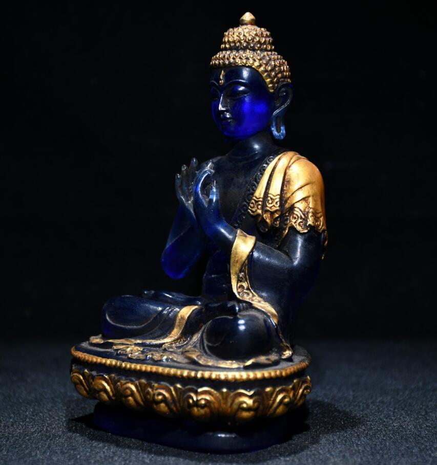 Archaize Coloured glaze Sakyamuni Buddha crafts statue