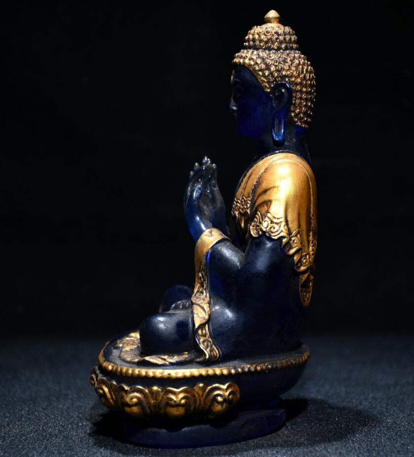 Archaize Coloured glaze Sakyamuni Buddha crafts statue