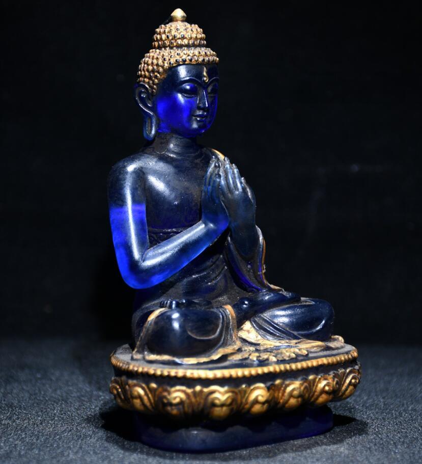 Archaize Coloured glaze Sakyamuni Buddha crafts statue