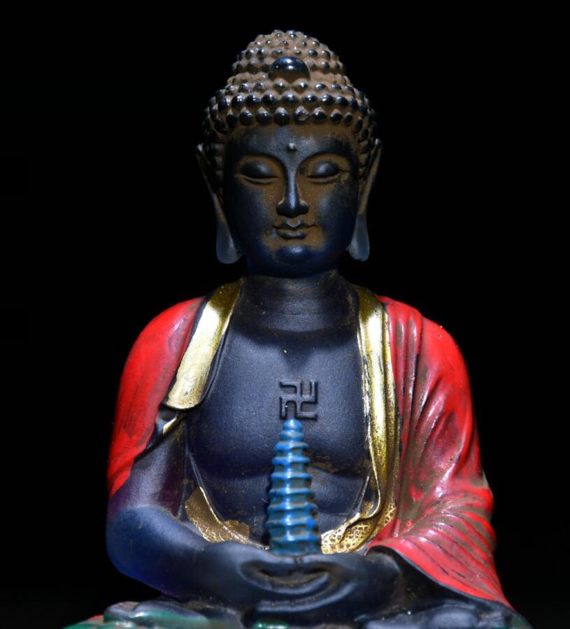 Archaize Coloured glaze Tathagata Buddha crafts statue