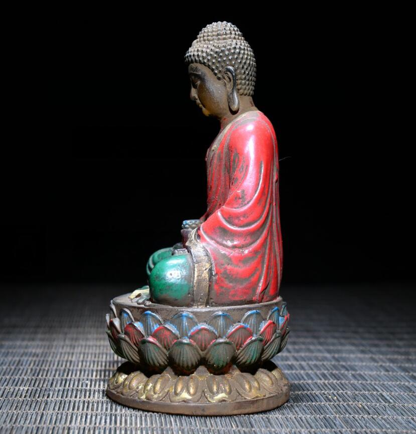 Archaize Coloured glaze Tathagata Buddha crafts statue