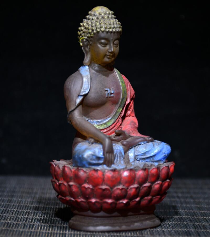 Archaize Coloured glaze Tathagata Buddha crafts statue