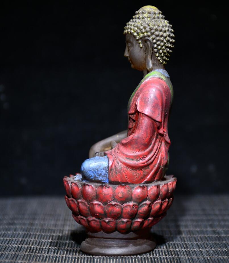 Archaize Coloured glaze Tathagata Buddha crafts statue