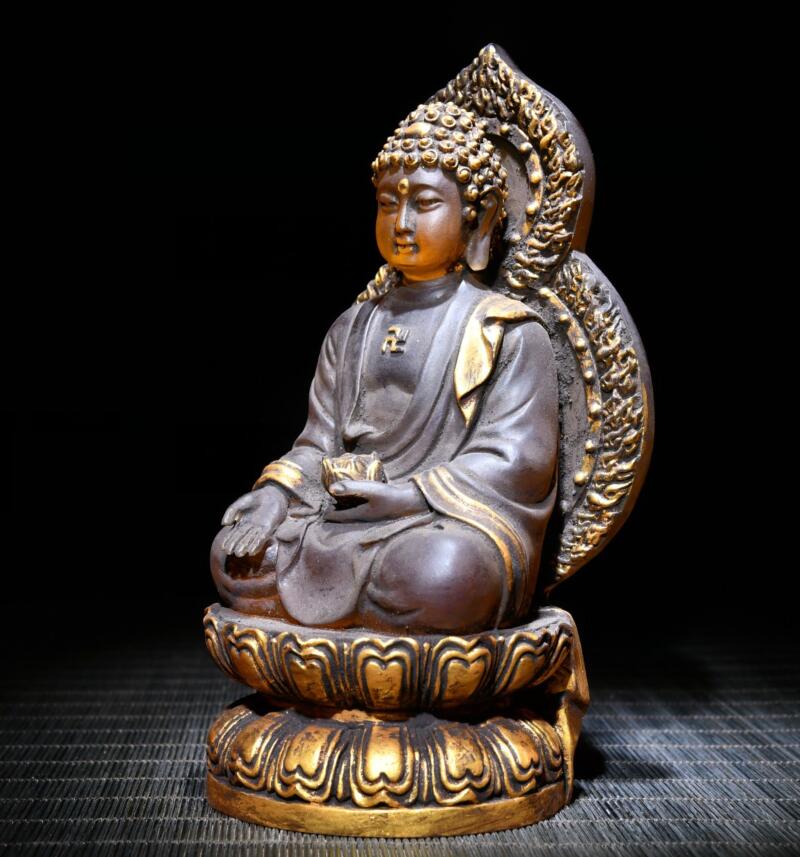 Archaize Coloured glaze Tathagata Buddha crafts statue