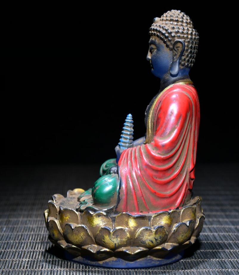 Archaize Coloured glaze Tathagata Buddha crafts statue