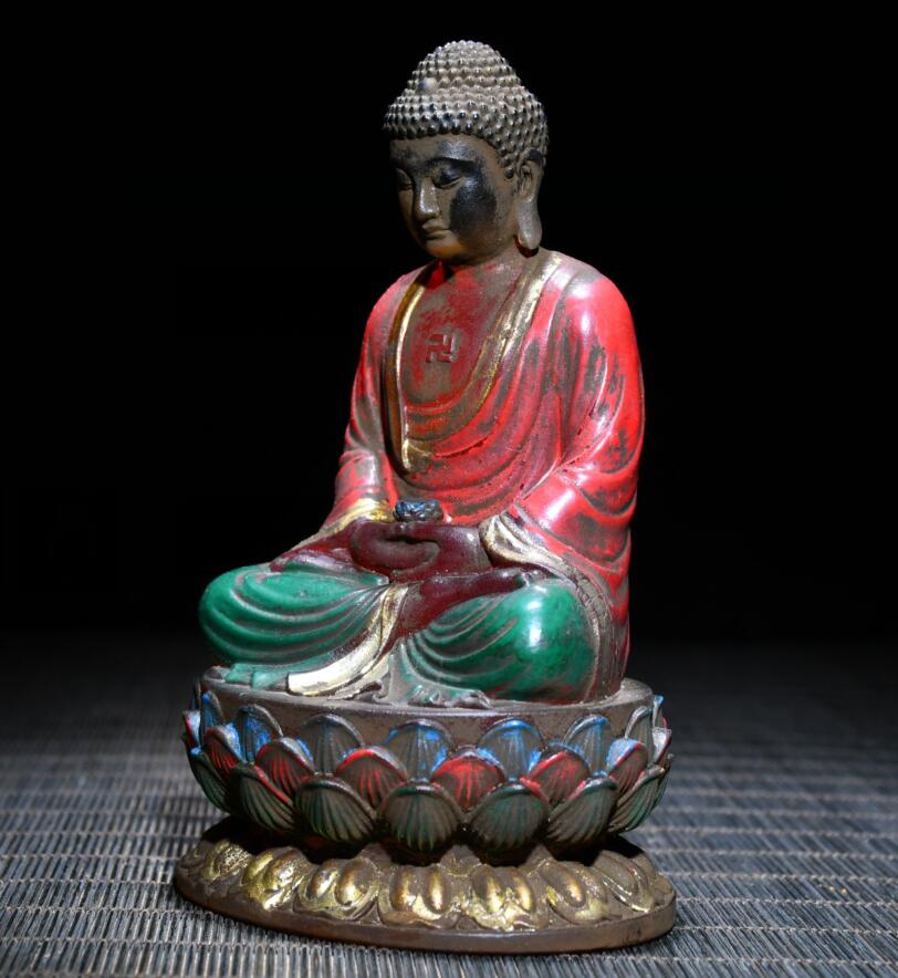 Archaize Coloured glaze Tathagata Buddha crafts statue