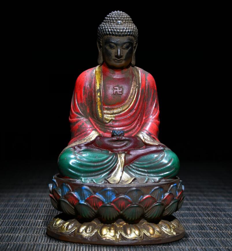 Archaize Coloured glaze Tathagata Buddha crafts statue