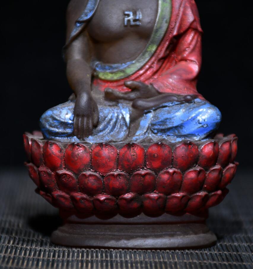 Archaize Coloured glaze Tathagata Buddha crafts statue