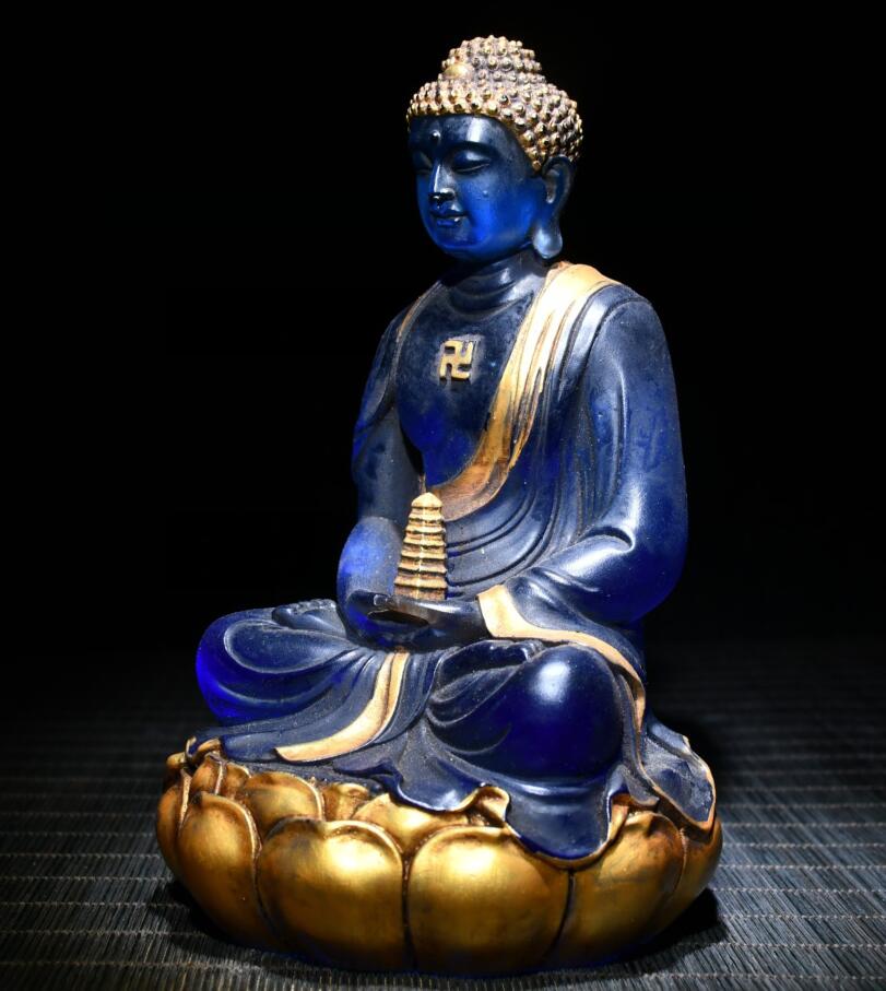 Archaize Coloured glaze Tathagata Buddha crafts statue