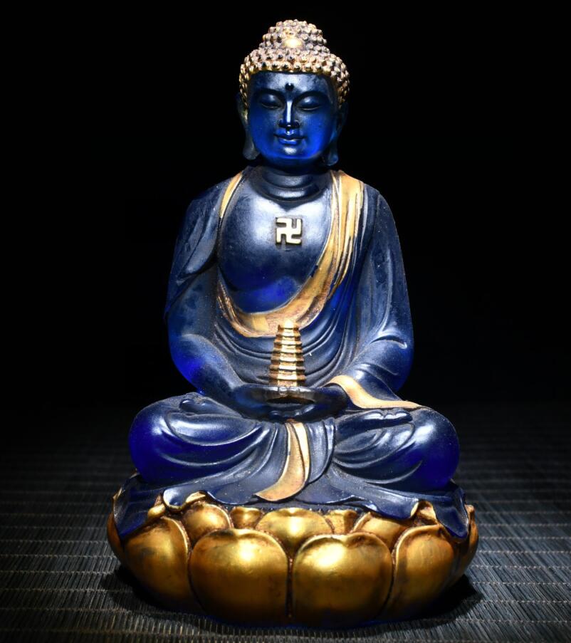 Archaize Coloured glaze Tathagata Buddha crafts statue