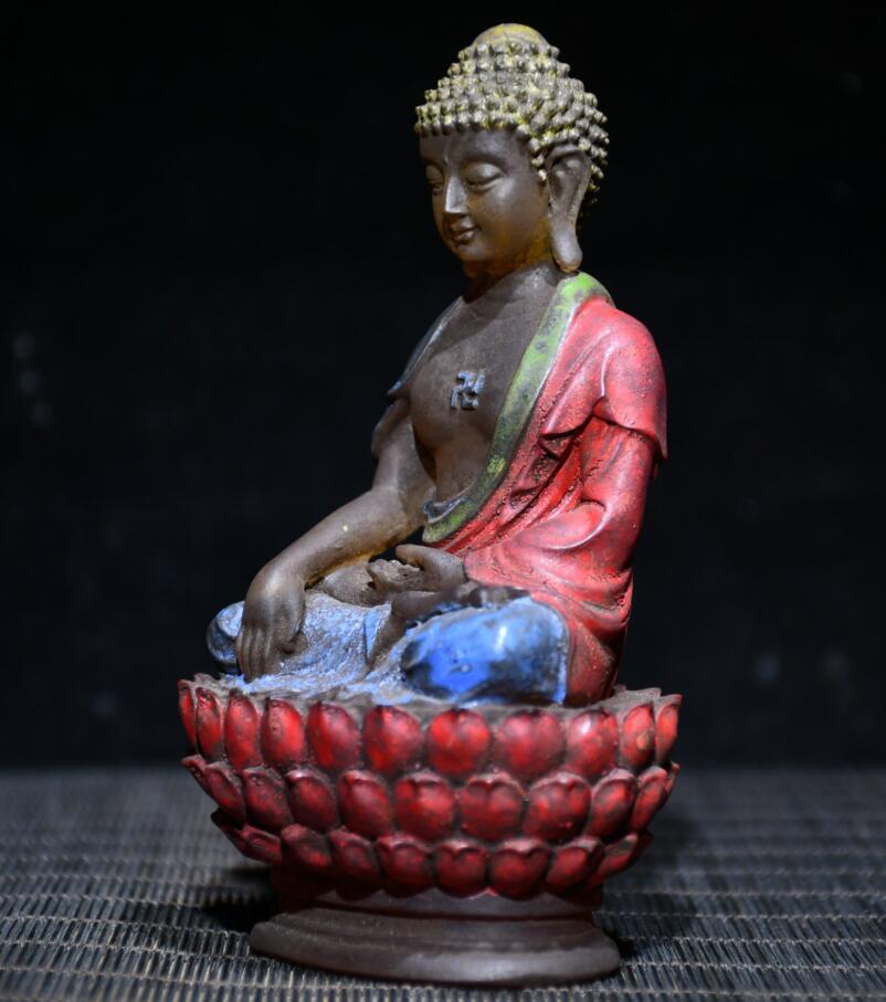 Archaize Coloured glaze Tathagata Buddha crafts statue