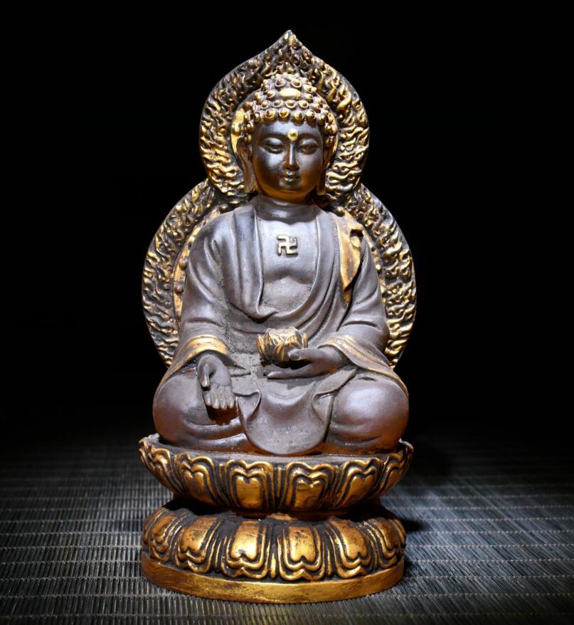 Archaize Coloured glaze Tathagata Buddha crafts statue