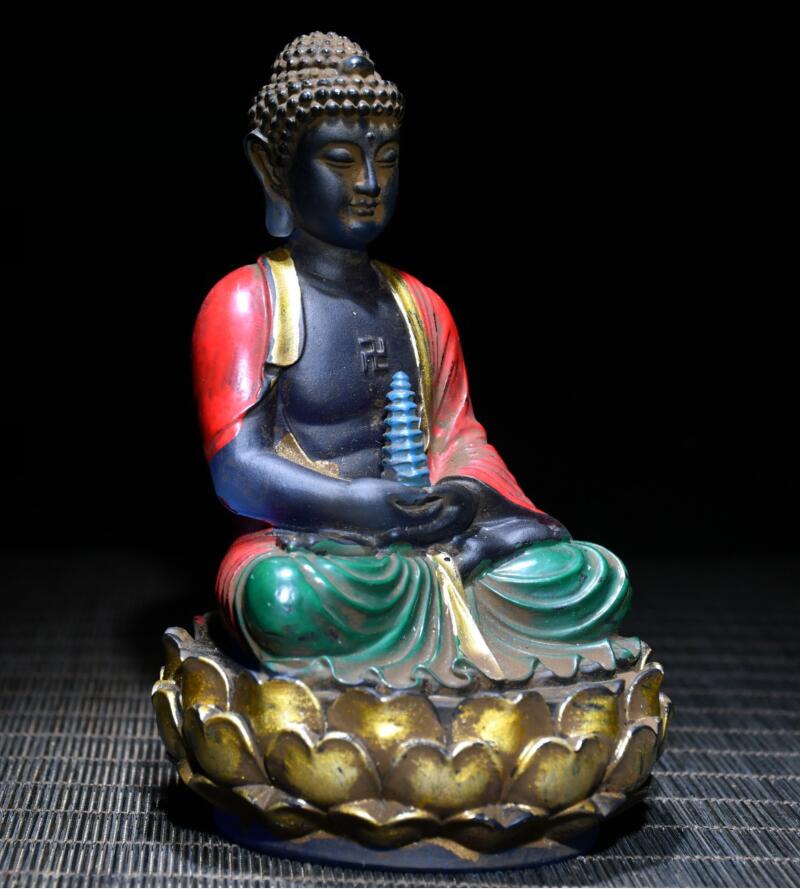 Archaize Coloured glaze Tathagata Buddha crafts statue