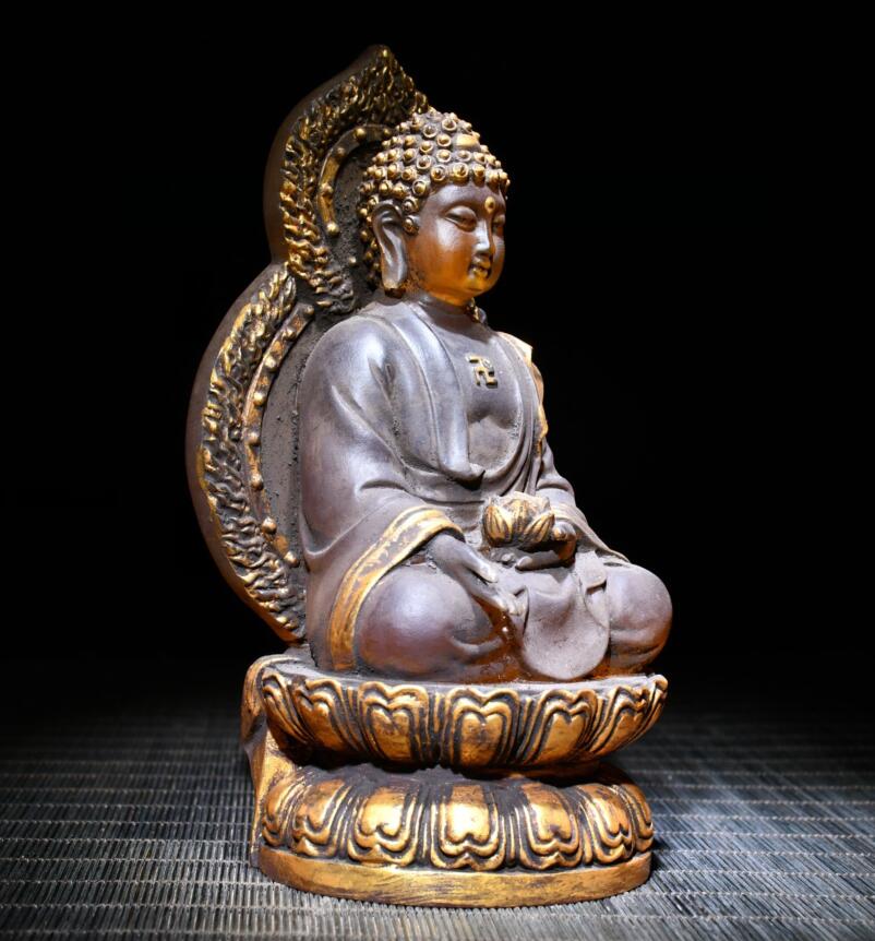 Archaize Coloured glaze Tathagata Buddha crafts statue