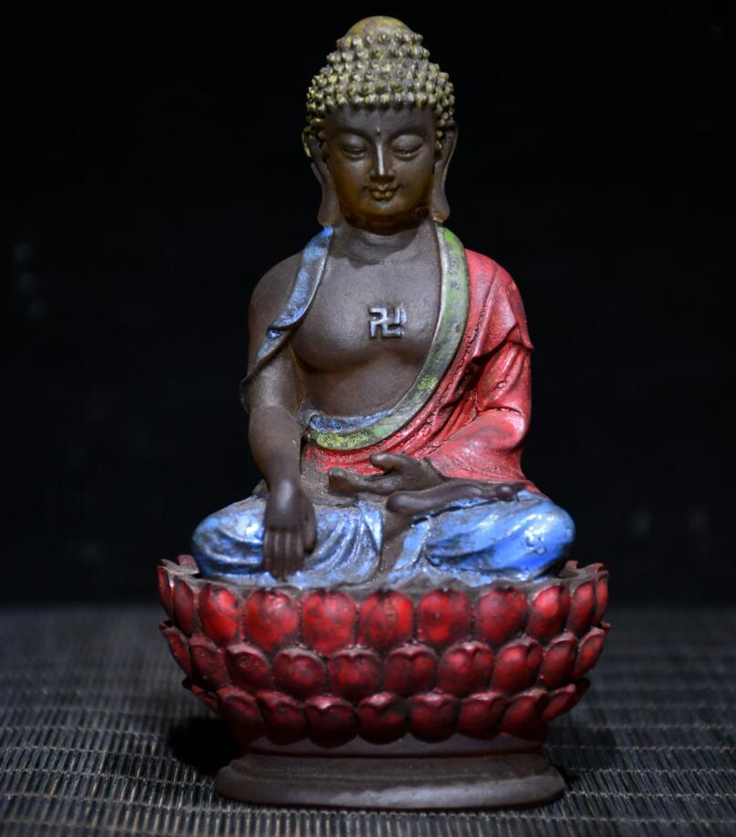 Archaize Coloured glaze Tathagata Buddha crafts statue