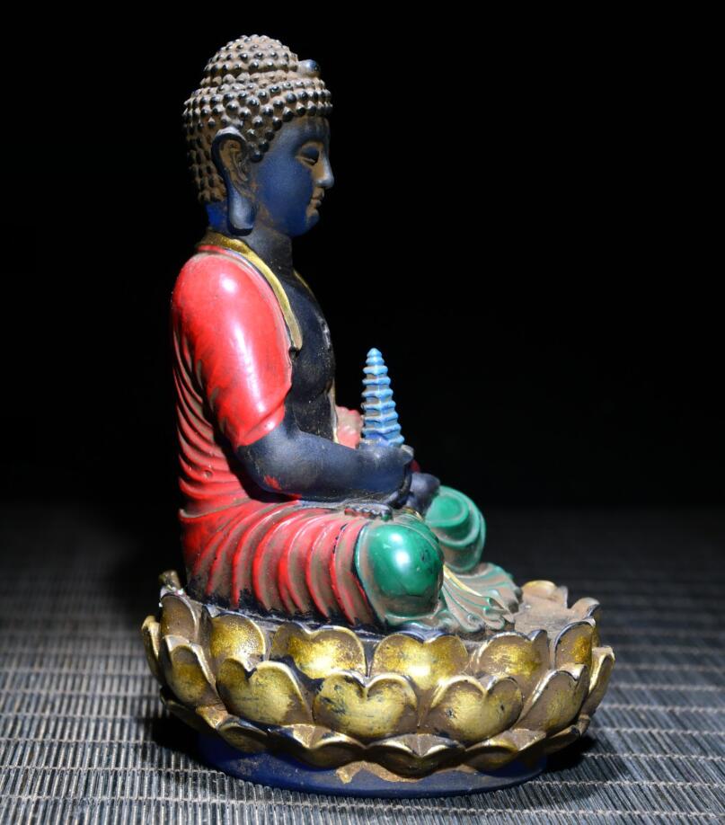 Archaize Coloured glaze Tathagata Buddha crafts statue