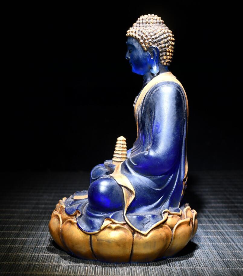 Archaize Coloured glaze Tathagata Buddha crafts statue