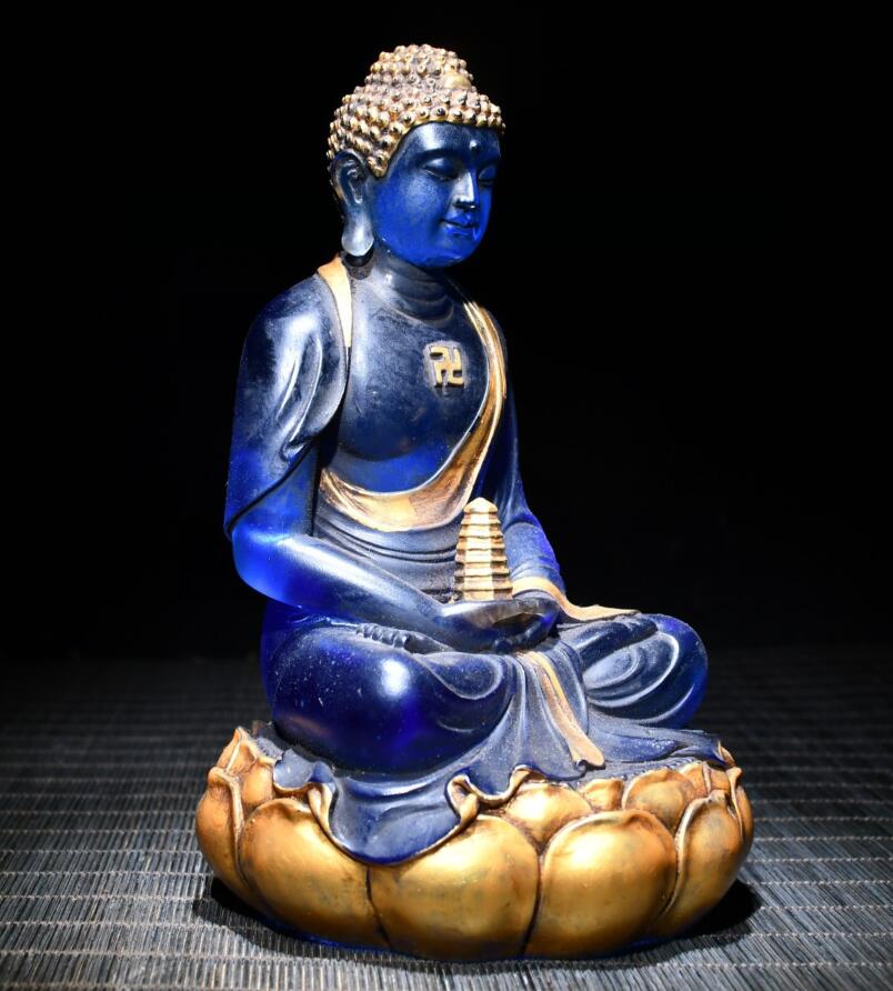 Archaize Coloured glaze Tathagata Buddha crafts statue