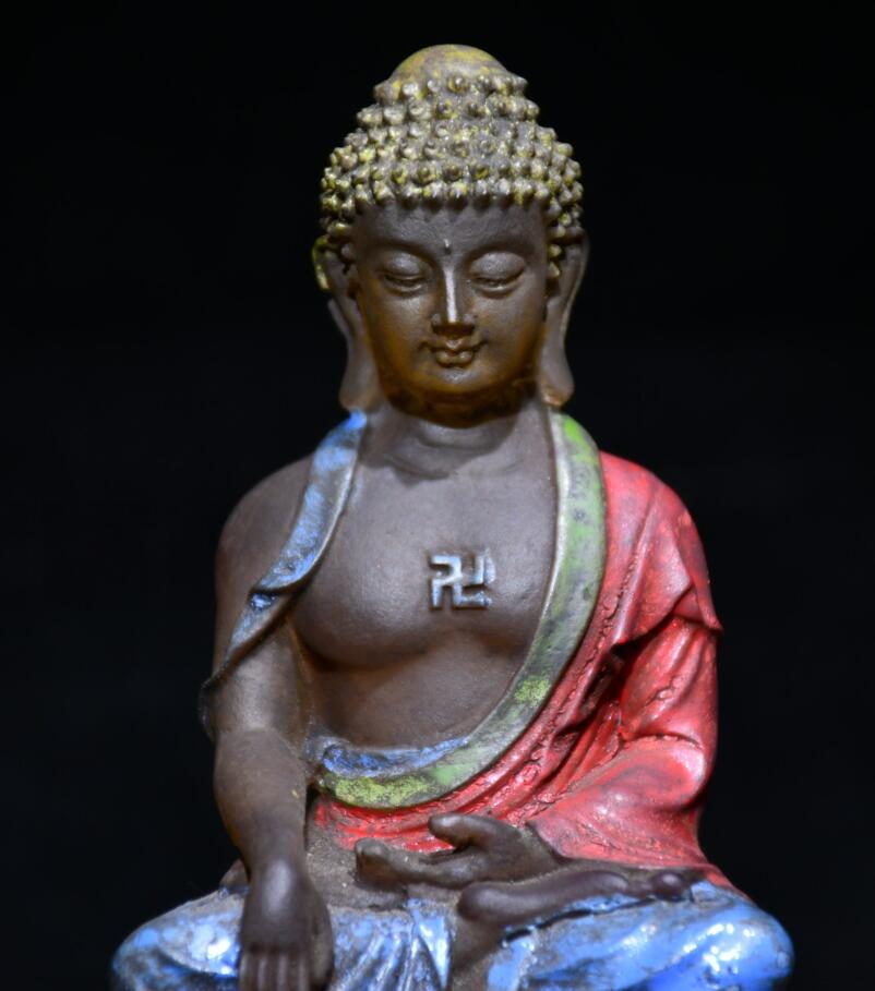 Archaize Coloured glaze Tathagata Buddha crafts statue