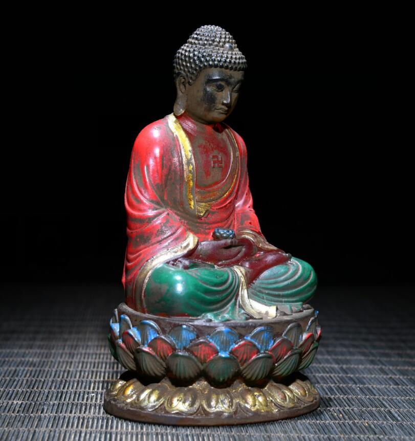 Archaize Coloured glaze Tathagata Buddha crafts statue