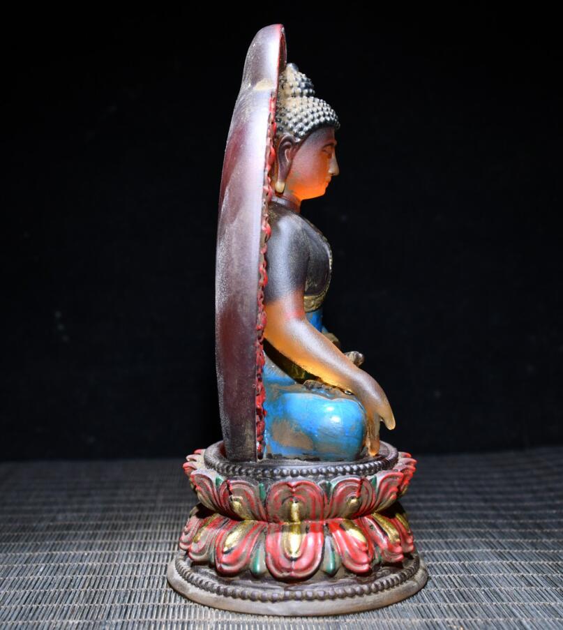 Archaize Coloured glaze Sakyamuni Buddha crafts statue