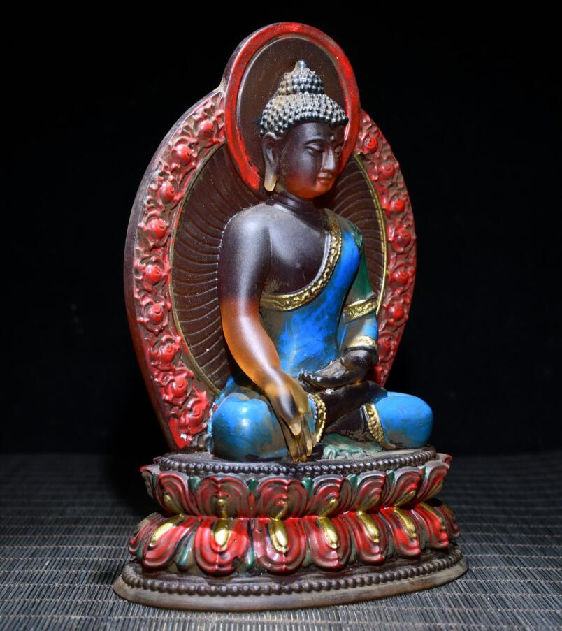 Archaize Coloured glaze Sakyamuni Buddha crafts statue