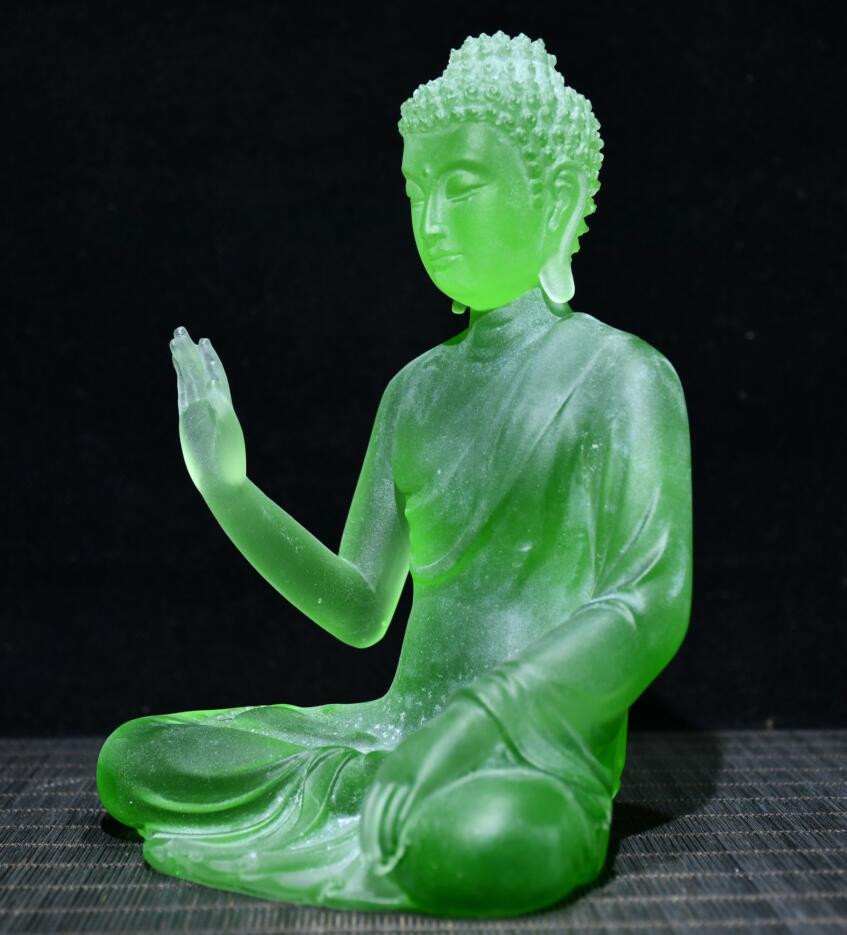 Archaize Coloured glaze Sakyamuni Buddha crafts statue