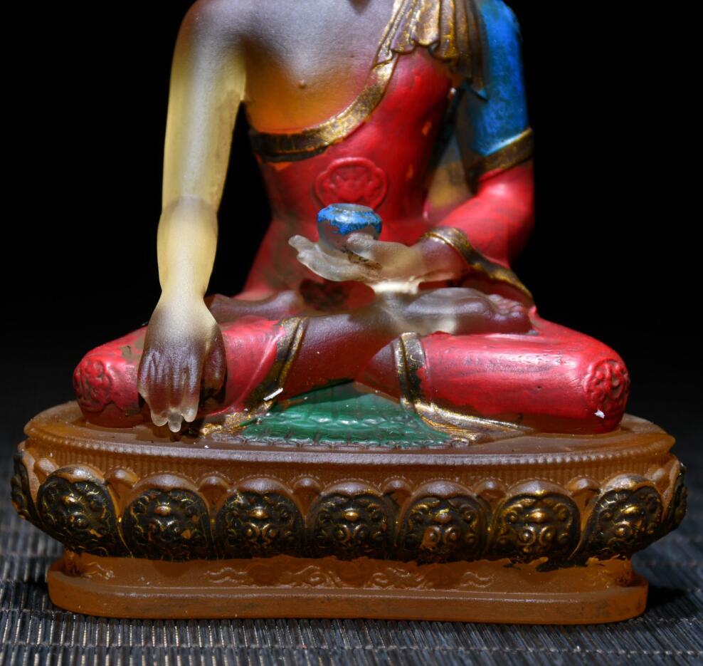 Archaize Coloured glaze Sakyamuni Buddha crafts statue