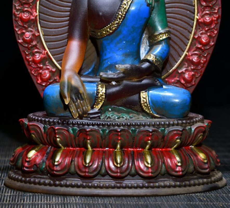 Archaize Coloured glaze Sakyamuni Buddha crafts statue