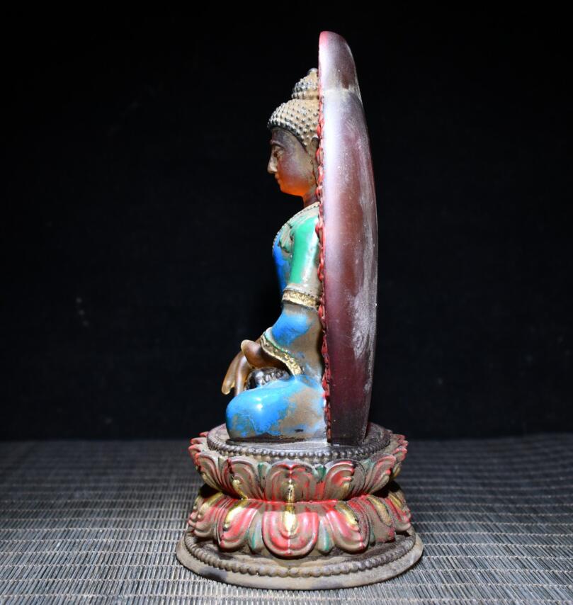 Archaize Coloured glaze Sakyamuni Buddha crafts statue