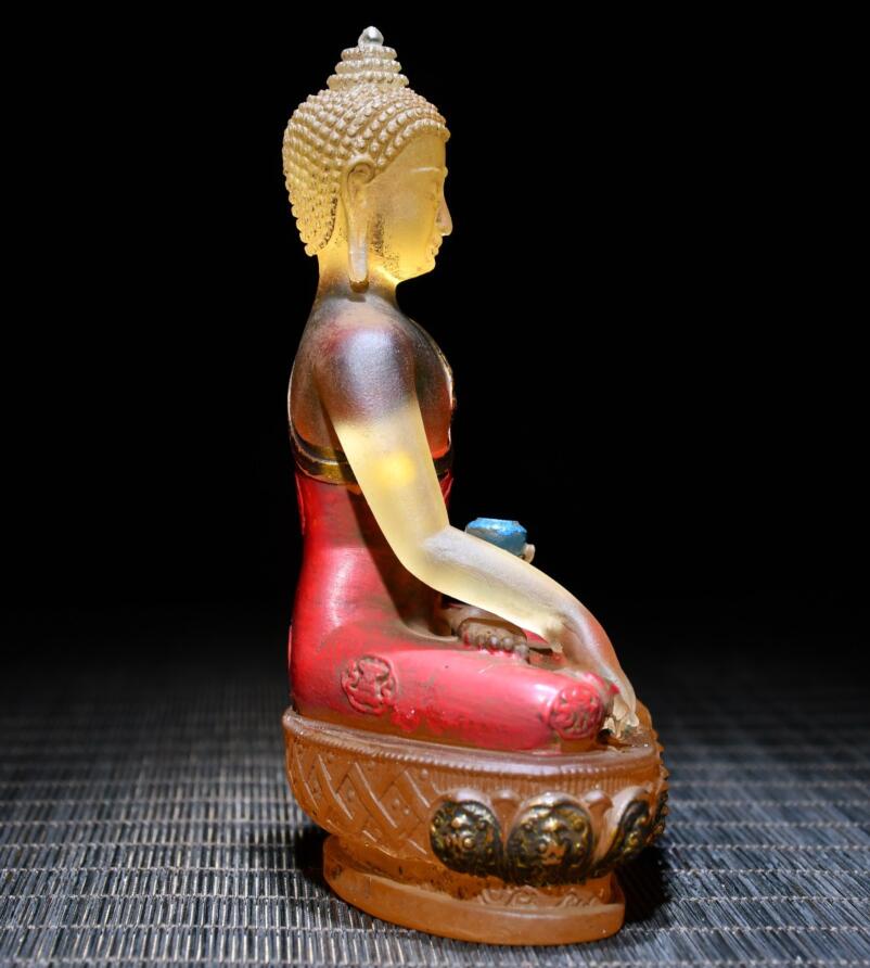 Archaize Coloured glaze Sakyamuni Buddha crafts statue