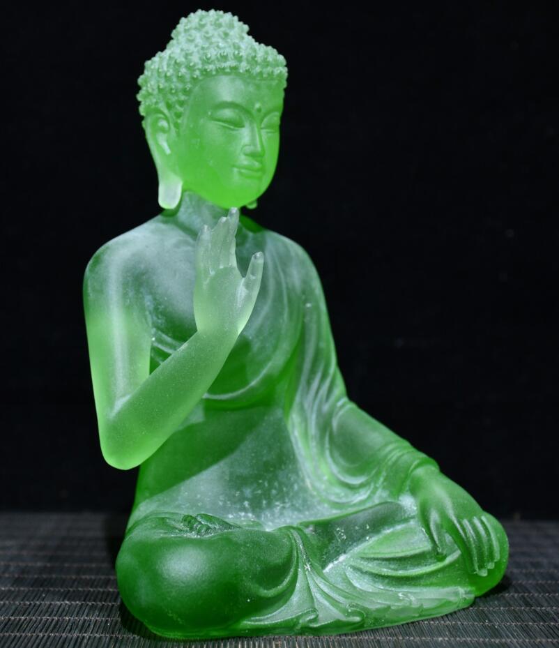 Archaize Coloured glaze Sakyamuni Buddha crafts statue