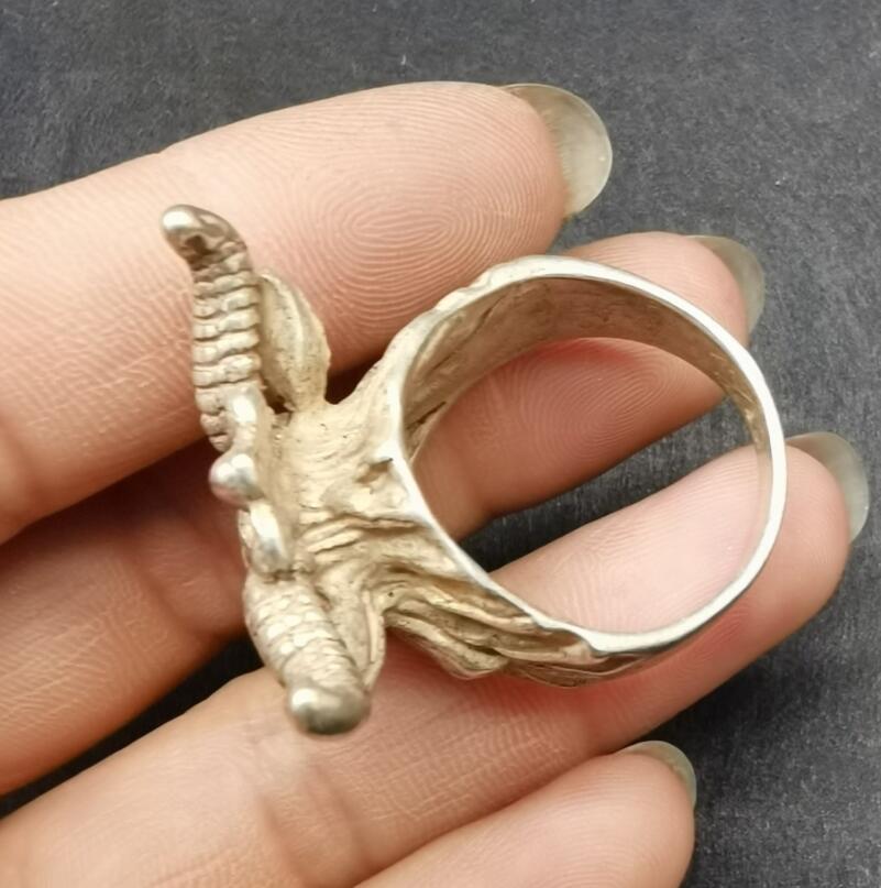 China White copper archaize beast head ring