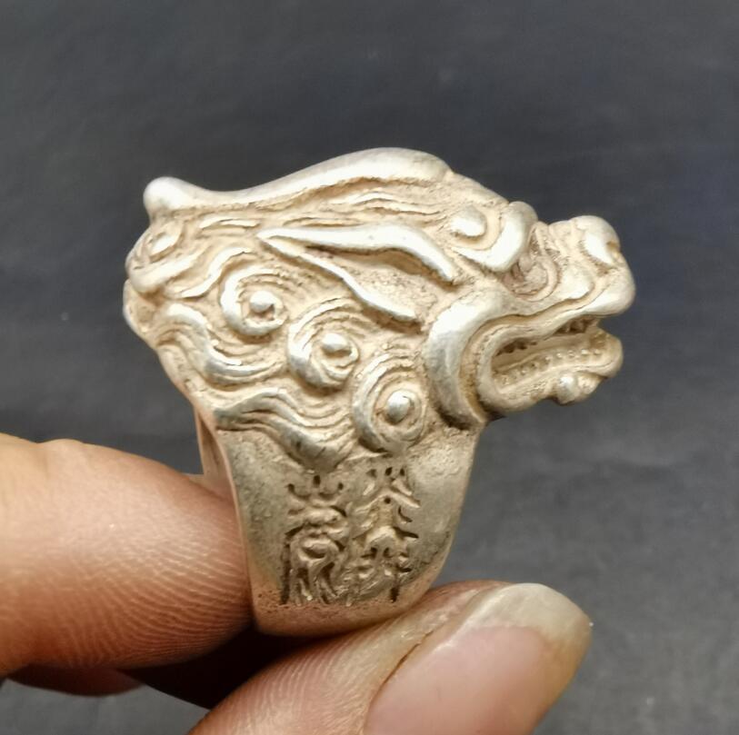 China White copper archaize beast head ring