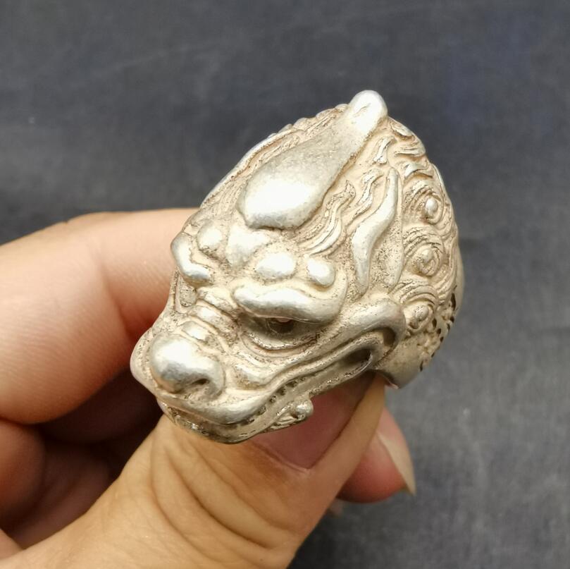 China White copper archaize beast head ring