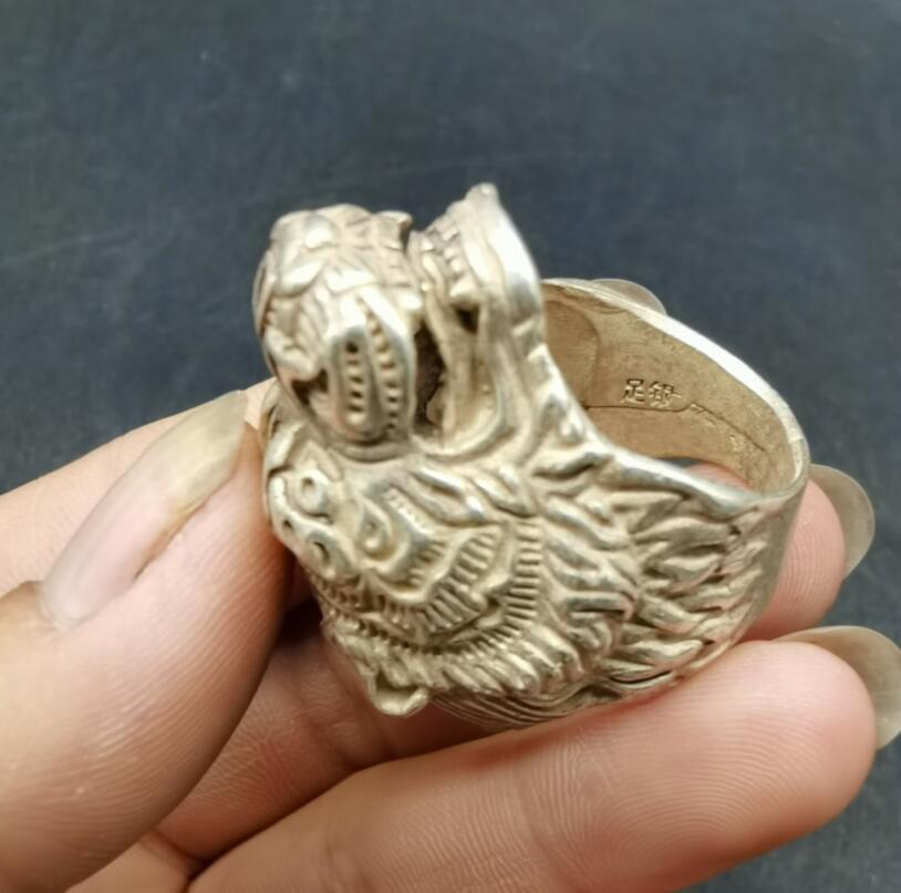 China White copper archaize beast head ring