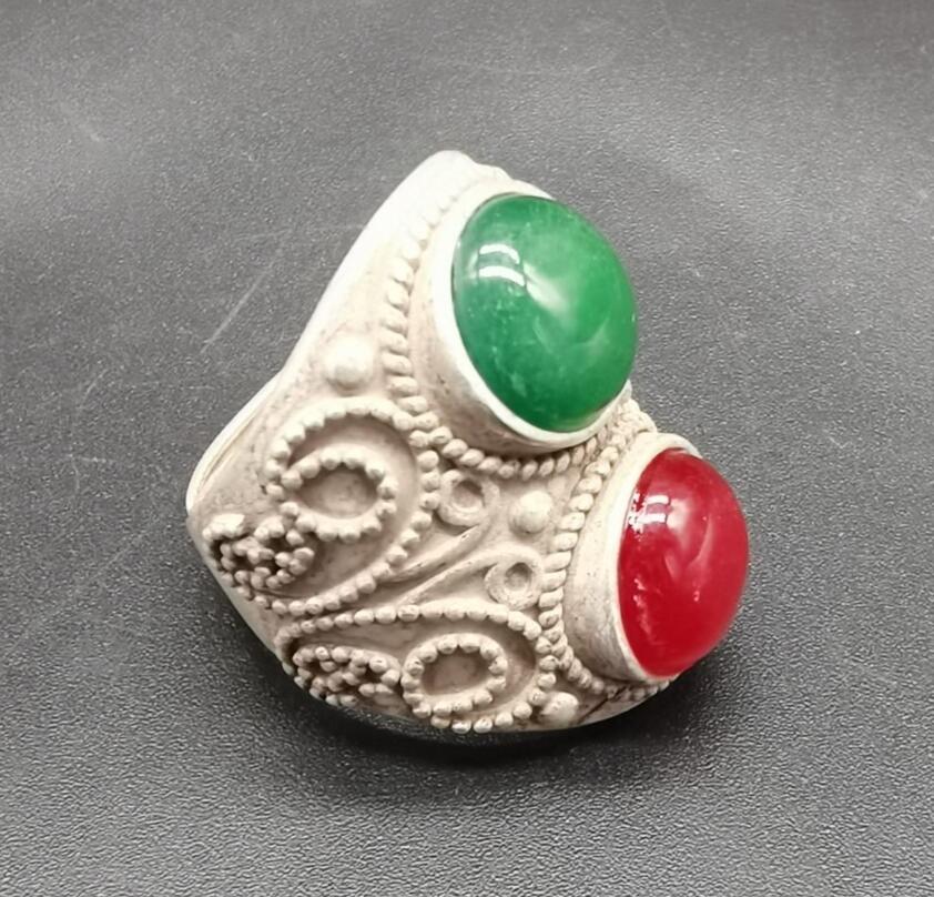 China White copper inlay imitation gem ring