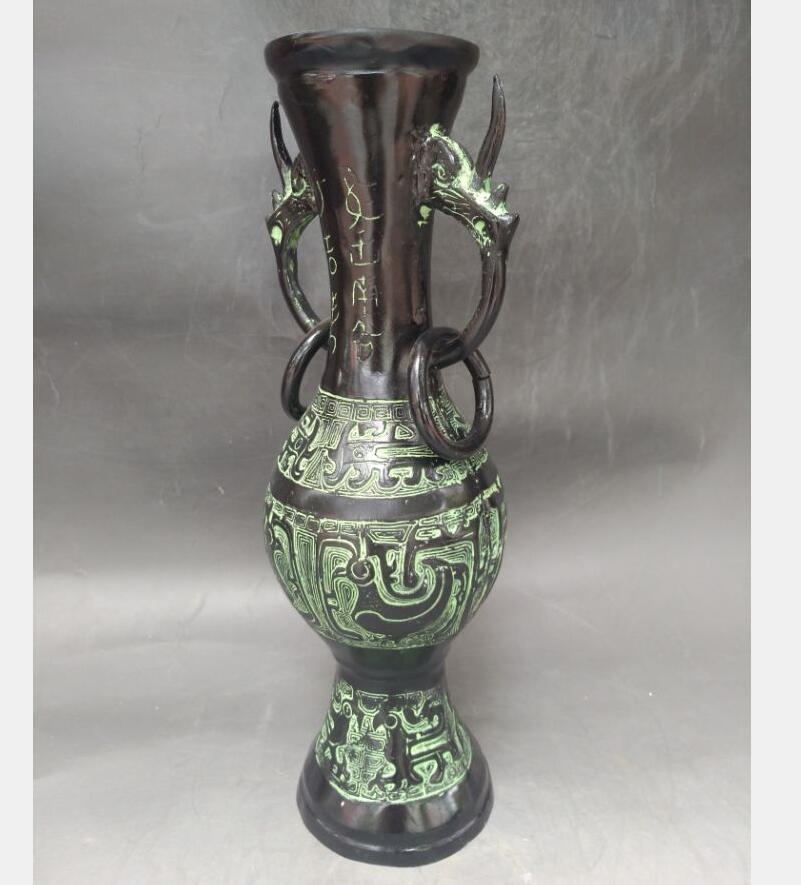 China bronze double ring vase crafts statue