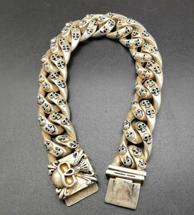 China archaize White copper skeleton head Bracelet