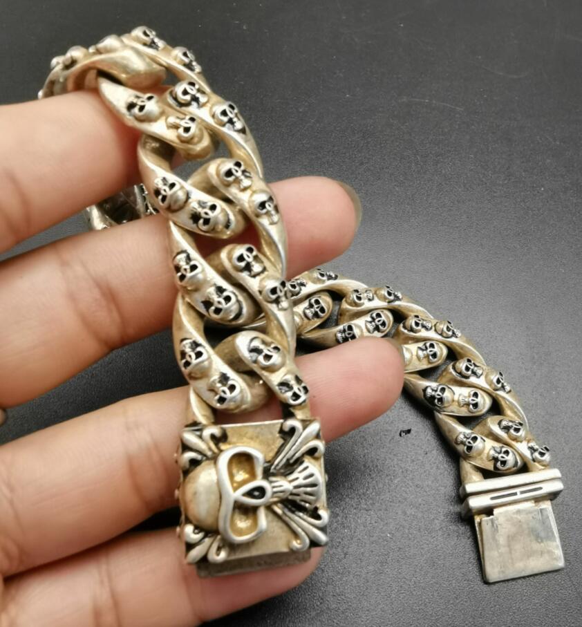 China archaize White copper skeleton head Bracelet