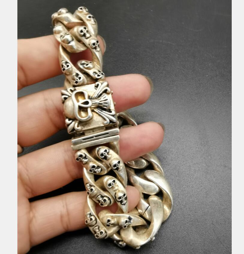 China archaize White copper skeleton head Bracelet