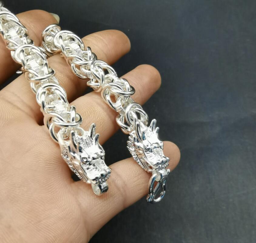 China archaize White copper double dragon head Bracelet