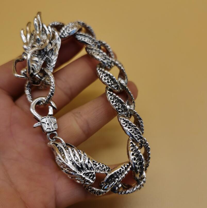 China archaize White copper dragon Bracelet