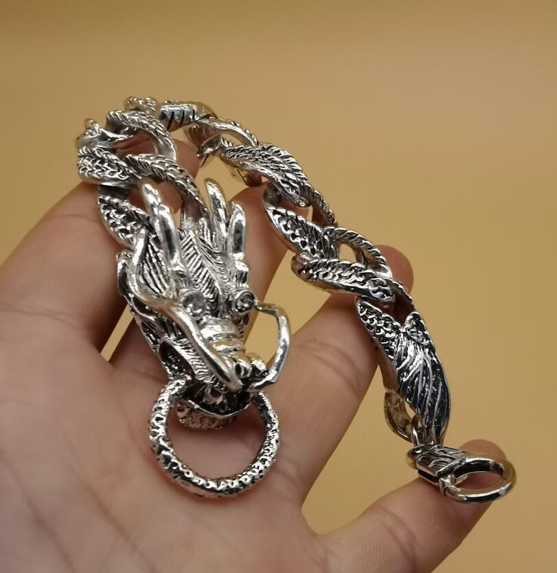 China archaize White copper dragon Bracelet