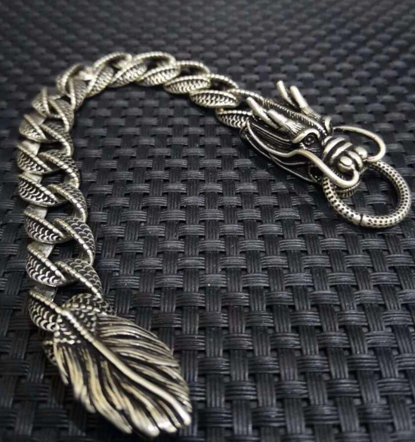 China archaize White copper dragon Bracelet