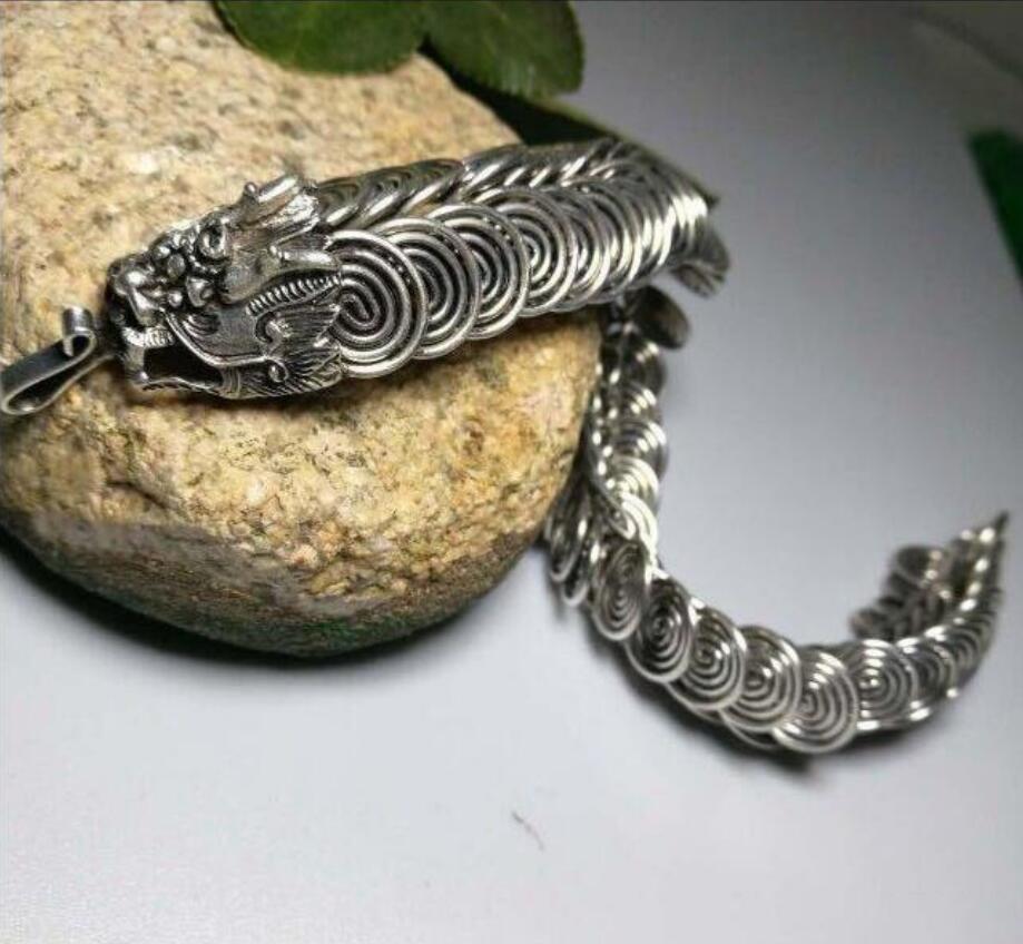 China archaize White copper dragon Bracelet