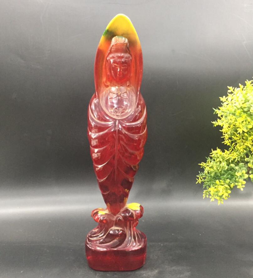 China imitation amber Guanyin bodhisattva crafts statue