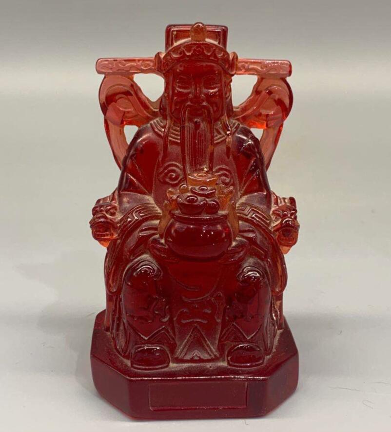 China imitation Blood amber sit Dragon chair god of wealth crafts statue