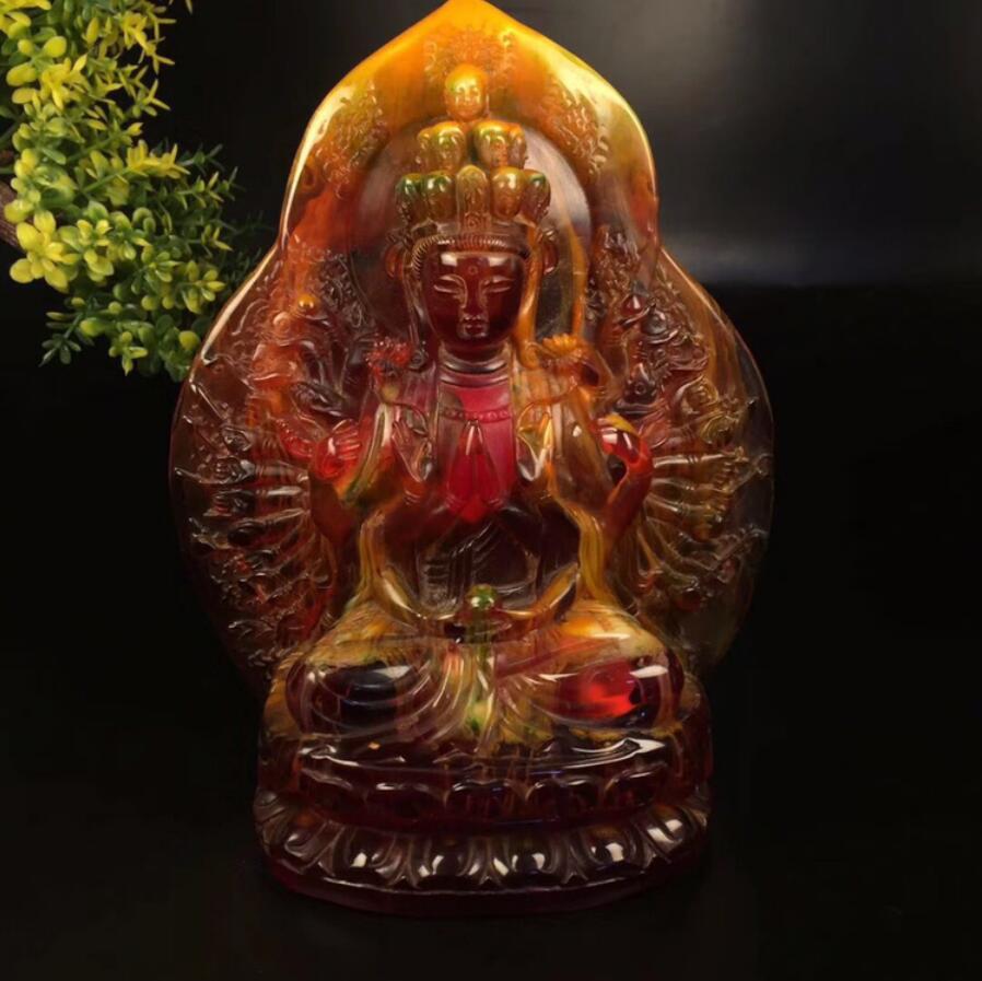 China imitation amber thousand hand Guanyin crafts statue